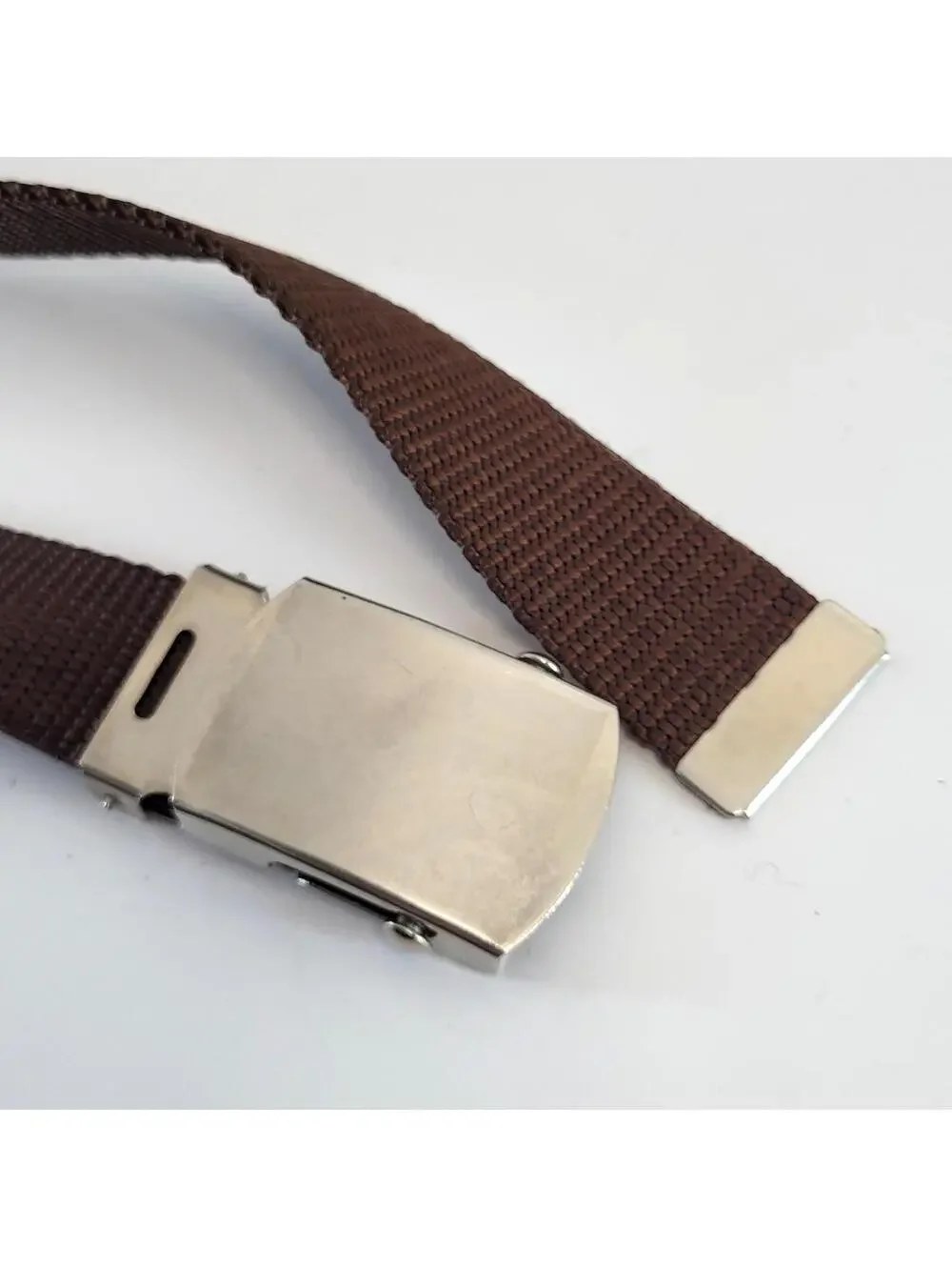 Brown Nylon Skinny Belt 30